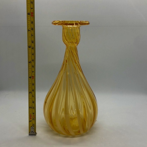 Yellow Glass Vase/Candle Holder/Decor Piece - Picture 4 of 5